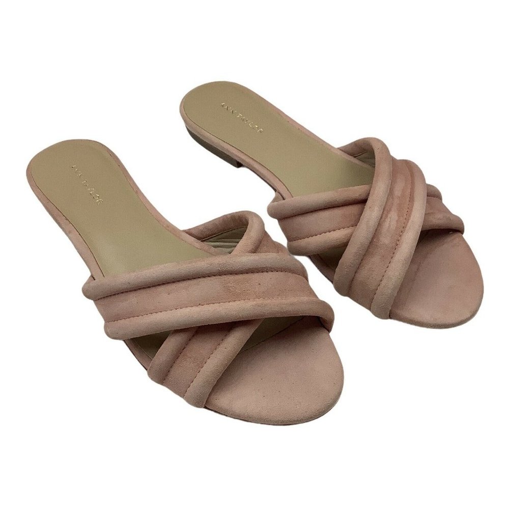Ann Taylor Blush Pink Suede Slide Sandals